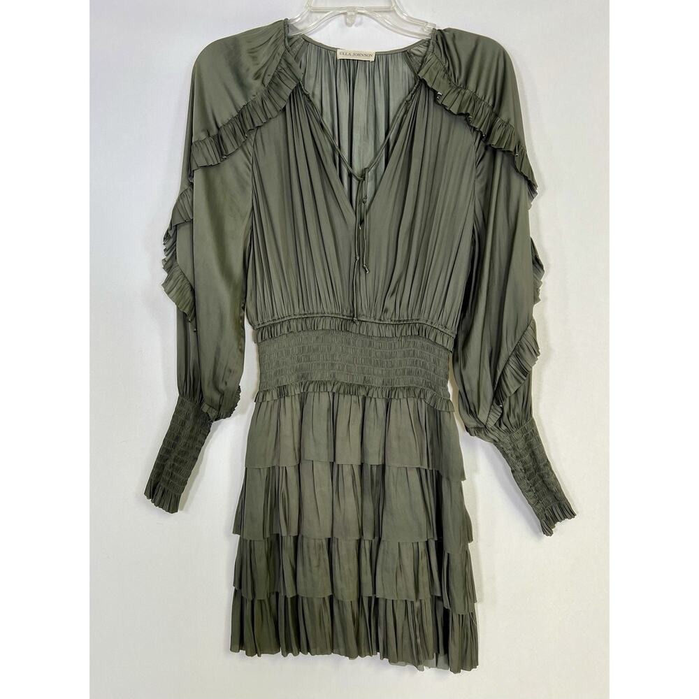 Ulla Johnson Soraya Dress Size Mini Long Sleeve Olive Green‎ Sz 2